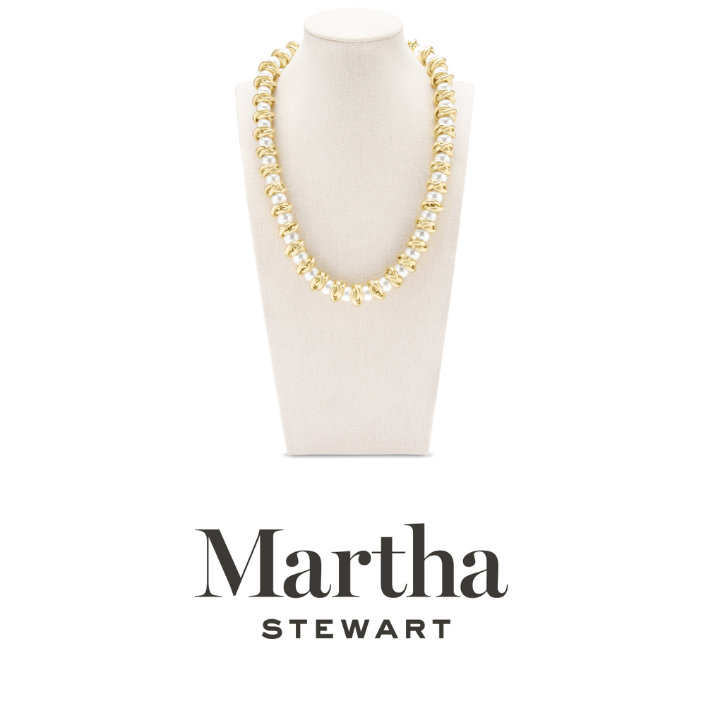 Martha Stewart Elegant Gold and Pearl Necklace, 18 Inches For Women